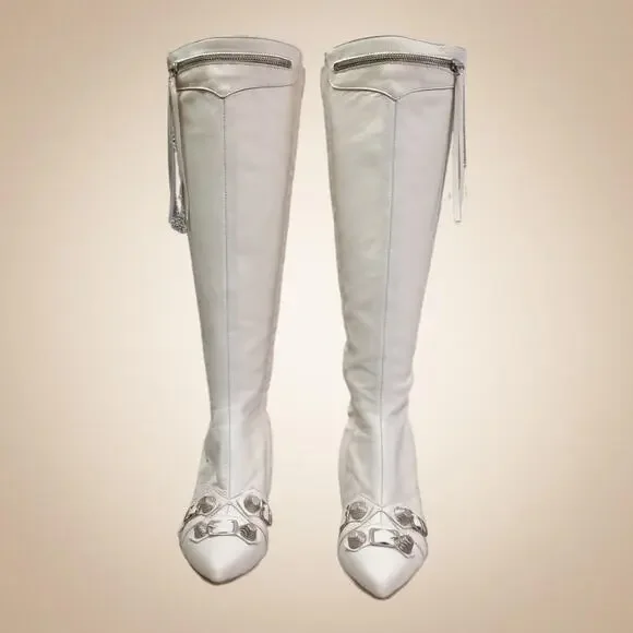 Zigi Ivara White Knee High Women's Boots Narrow Calf Size 36 / US 5.5-6 - Picture 2 of 16